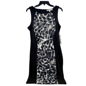 * Daisy Fuentes medium black white brush pattern sleeveless dress